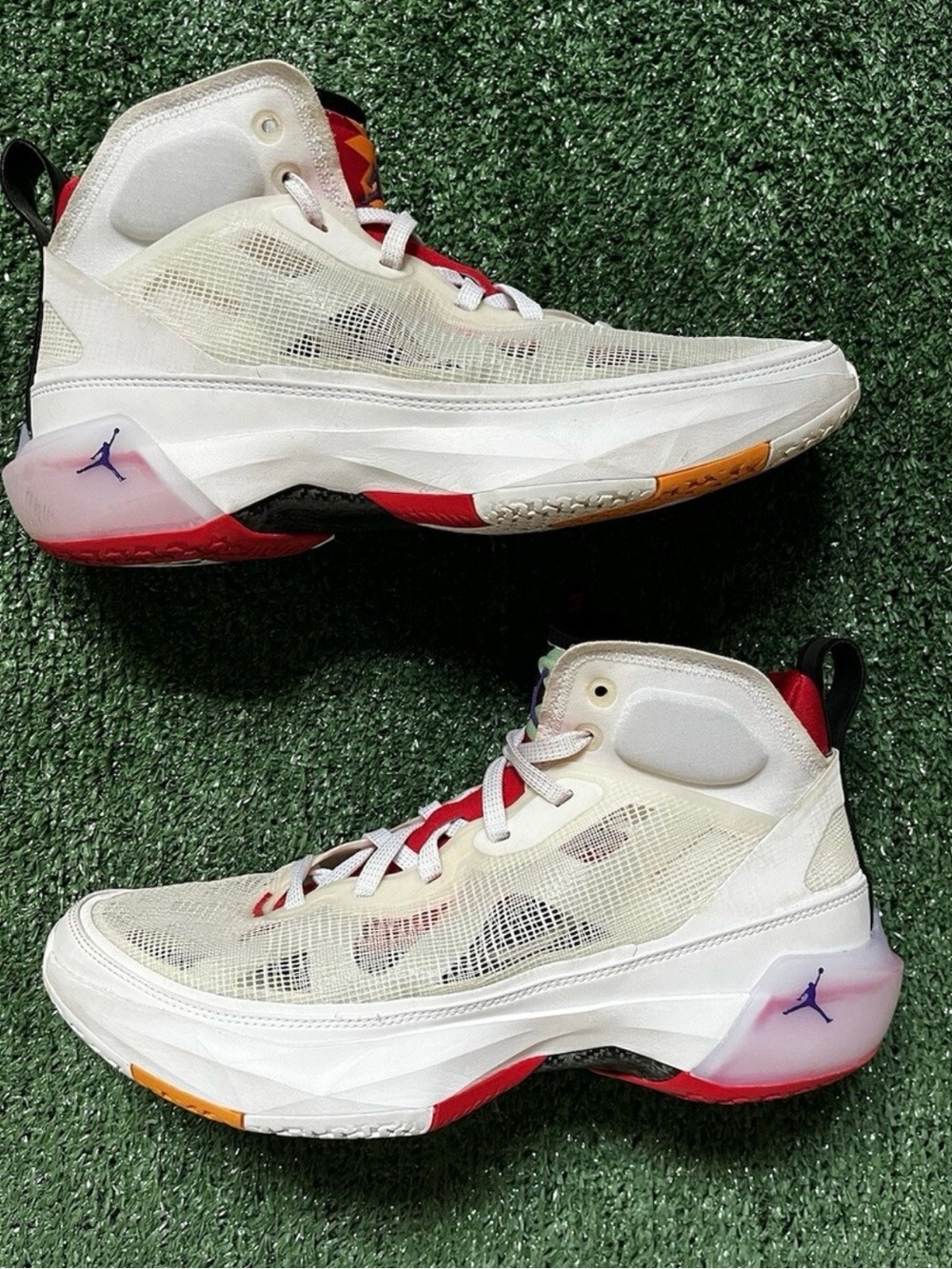 Air Jordan 37 Hare Mesh Basketball Shoes in White, Red & Yellow
